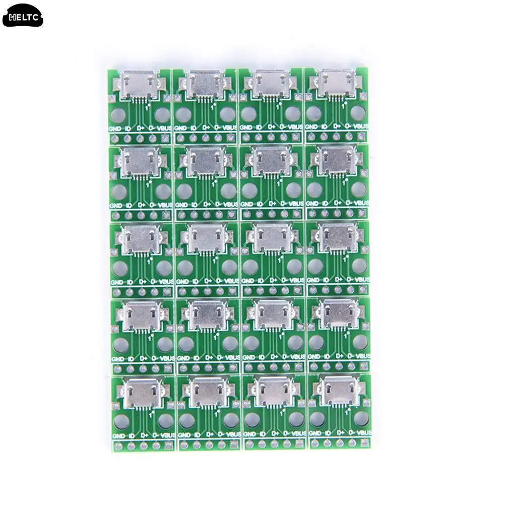 20pcs Mini Micro USB to DIP 2.54mm Adapter Connector Module Board Panel Female 5-Pin Pinboard 2.54mm Micro USB PCB Type Parts