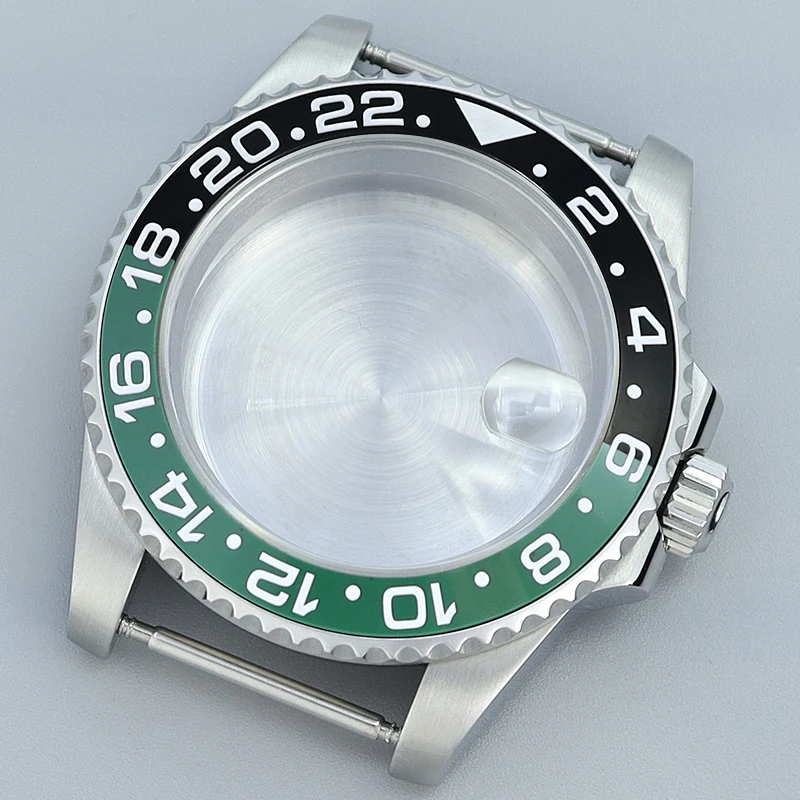 40mm Diver Watch Case Stainless Steel White Ceramic Bezel Sapphire For Yacht-master NH35 NH36 8215 2824 Movt SUB DIY Watch Parts