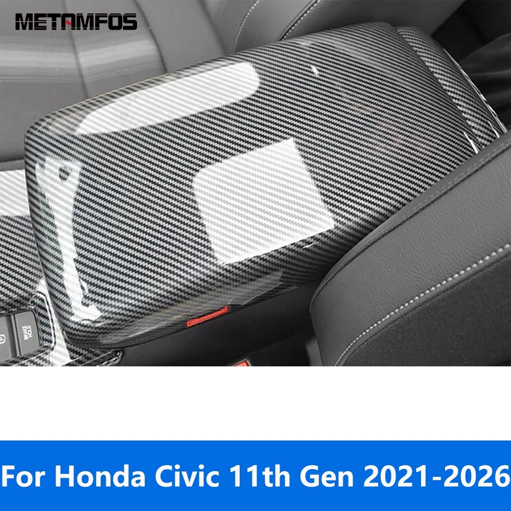 

Накладка на панель центральной консоли подлокотника для Honda Civic 11-го поколения 2021-2025 2026, аксессуары из углеродного волокна, стайлинг автомобиля