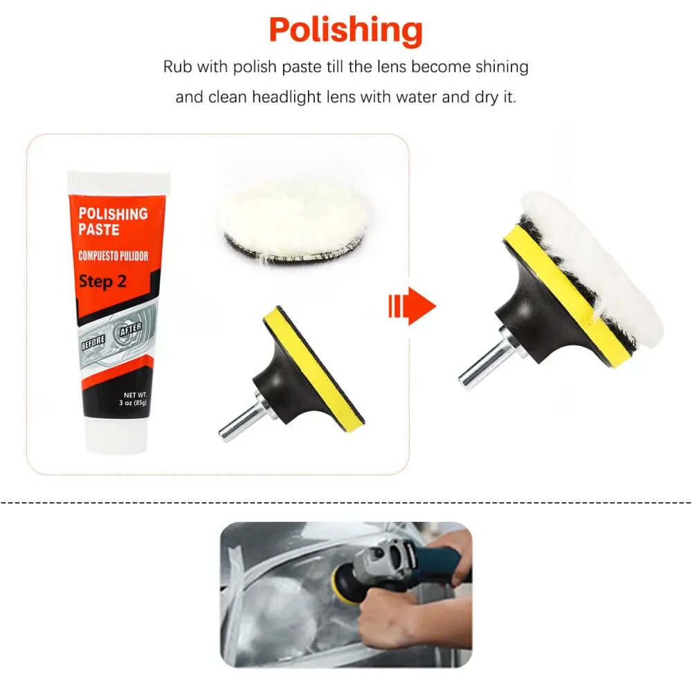 Car Headlight Restoration Polishing Kits Headlamp Scratch Remover Repair Cleaning Paste Remove Oxidation Headlight Polish Liquid