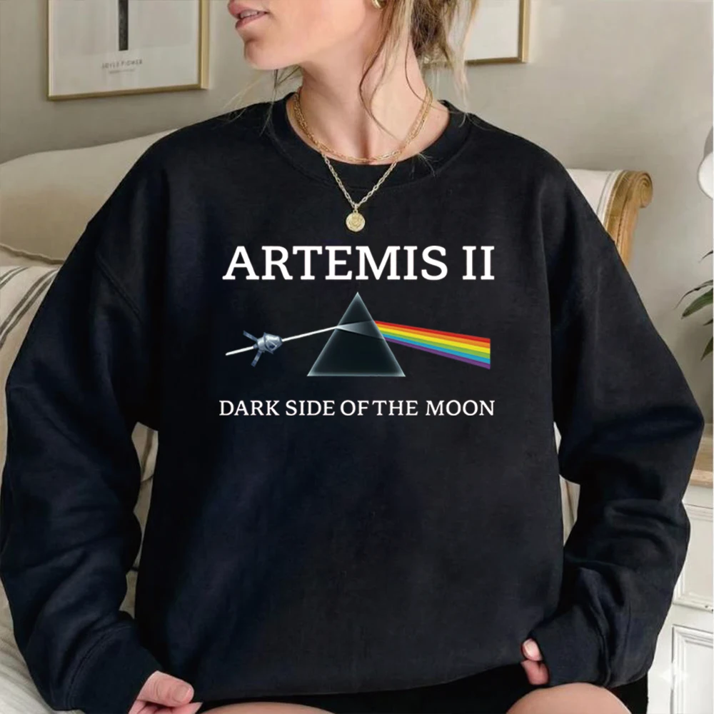 

2026 Artemis II Mission Sweatshirt Dark Side of The Moon Space Tee Future Moon Mission Pullover Unisex Long Sleeve Sweatshirts