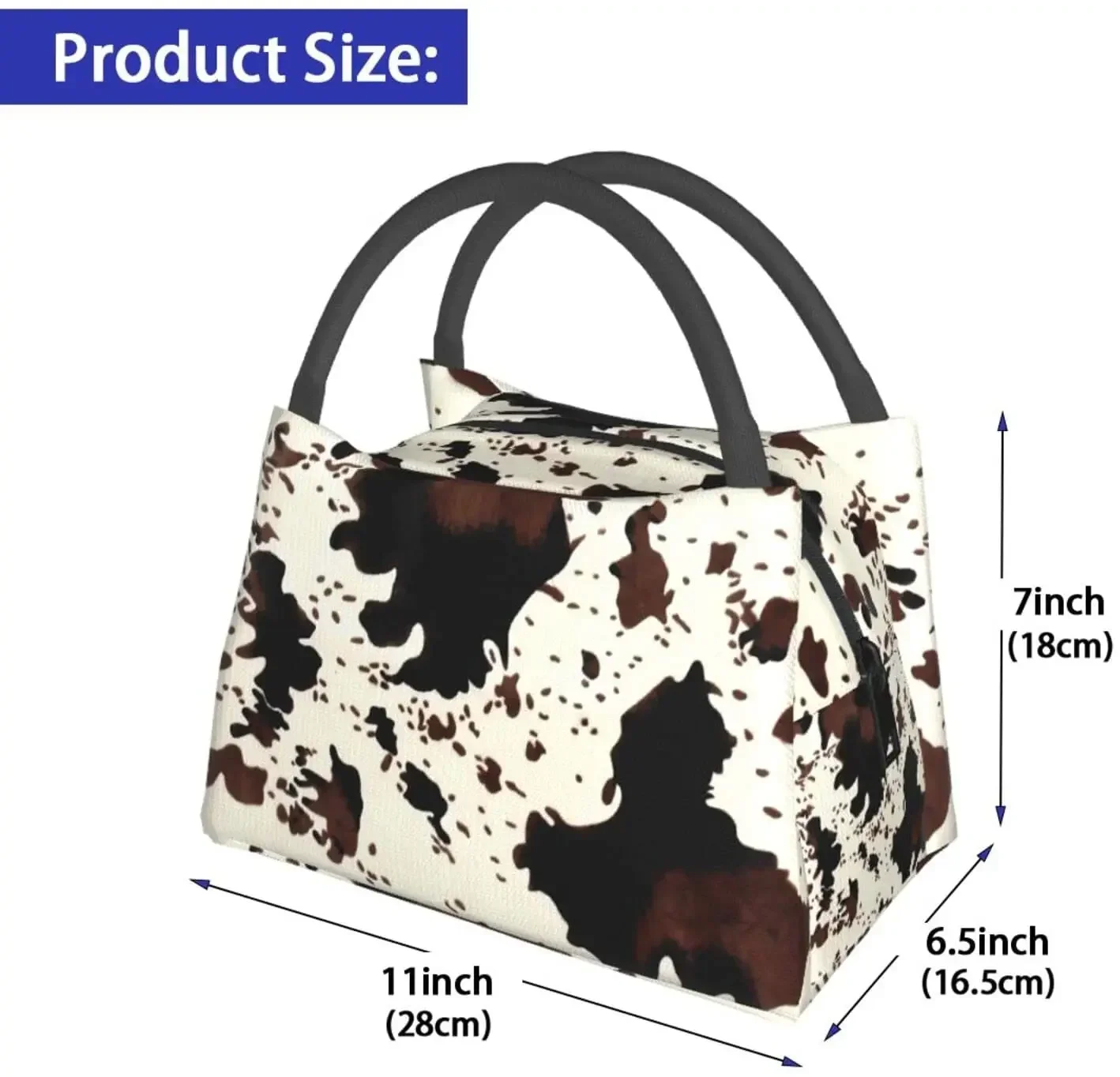 High Capacity Cow Print Western Cute lunch bag Insulated Lunch Box for Women Reusable Adult Lunch Bags Portable School Work