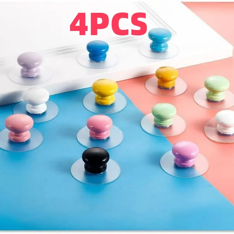 

4PCS Nail-Free Sticky Handle Solid Wood Handle Household Traceless Drawer Wardrobe Suction Cup Door Handle Multifunctional Hook