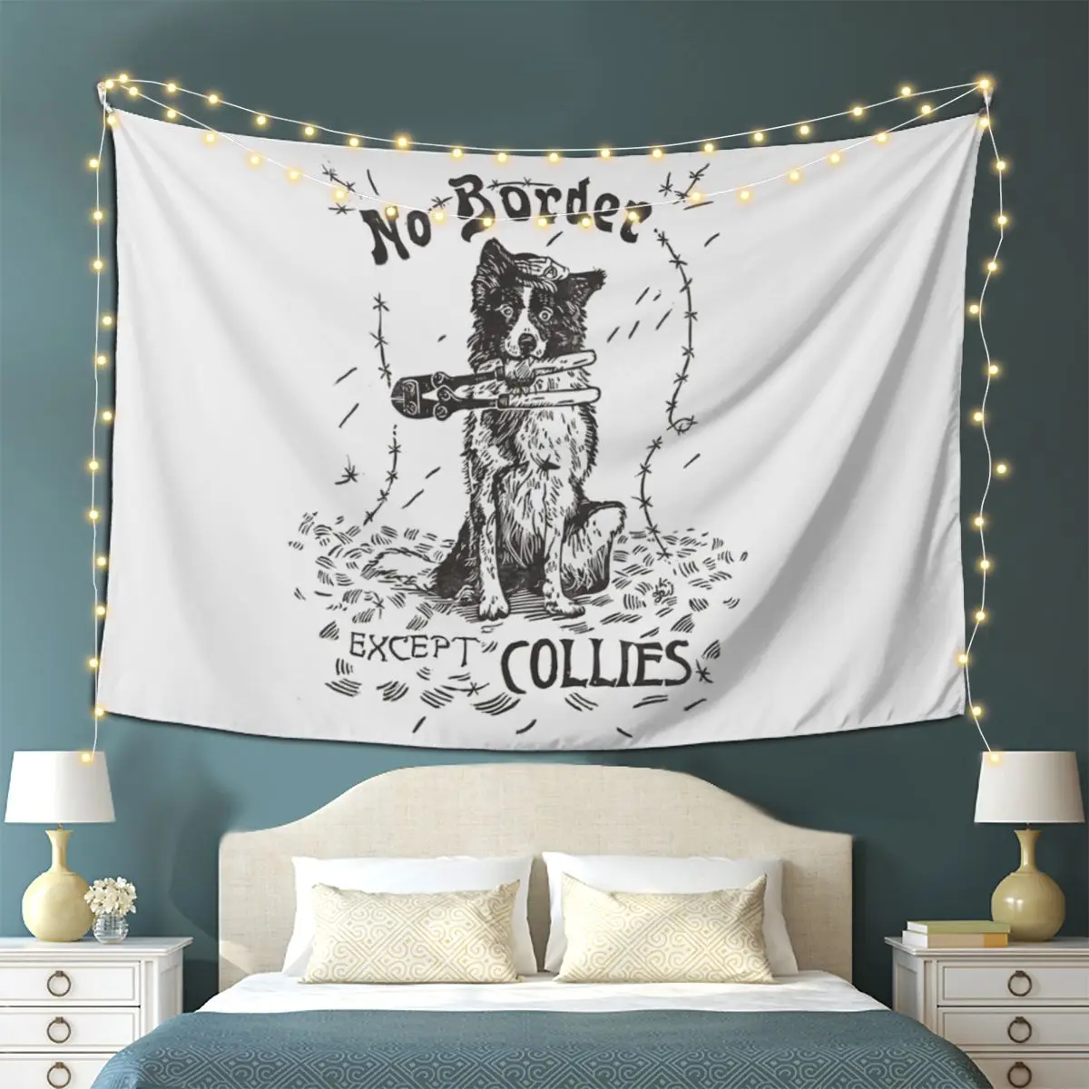 

Без границы, кроме гобелена Collies, настенного гобелена, эстетического украшения дома, гобелена для комнаты в общежитии