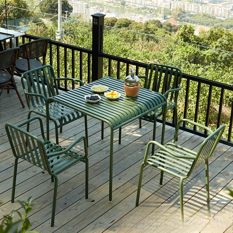 Leisure milk tea shop outdoor chair table outdoor terrace rest metal table and chair