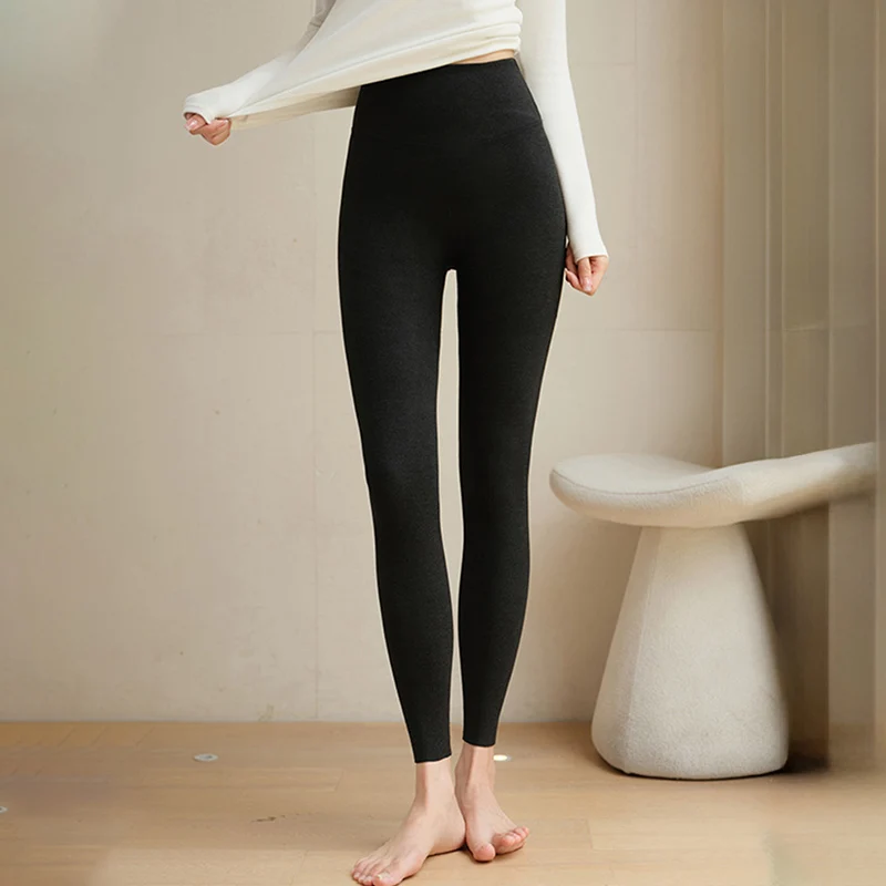 خريف شتاء عالية تمتد رقيقة أفخم طماق النساء عارية الشعور الجلد ودية بناطيل ضيقة امرأة عالية الخصر لفافة ساق غير مخيطة