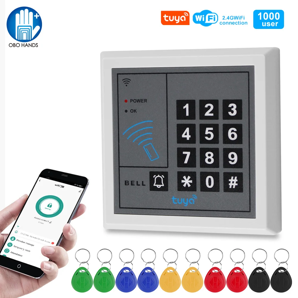 Tuya WiFi Access Control Keypad 125KHz Standalone Access Controller Card Reader WG26 Smart APP Door Opener Keyless Password Lock