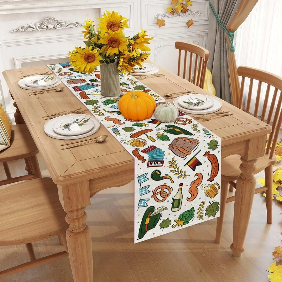 مفرش طاولة من الكتان لمهرجان أكتوبر بطول 72 بوصة لمهرجان أكتوبر الألماني وديكورات حفلات البيرة