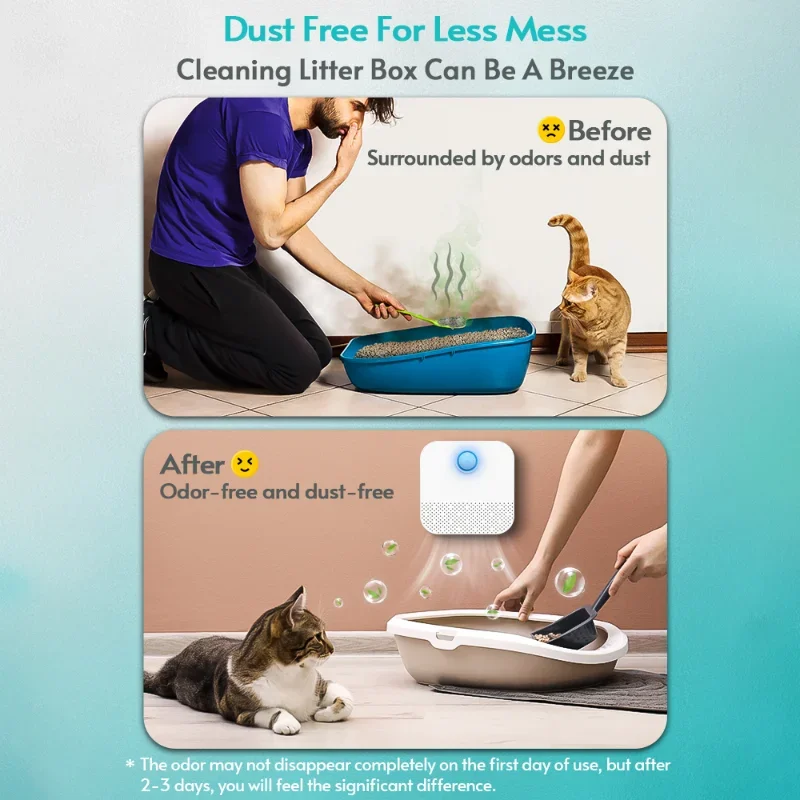 MIAODOUPET-Rechargeable Air Cleaner for Pets, Smart Cat Odor Purifier, Litter Box Deodorizer, Dog Toilet, 4000mAh