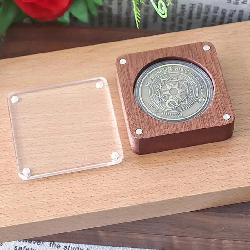 

1PC 40mm Antique Copper Coin Wooden Storage Gift Box Packaging Collectible Box Commemorative Coin Gold Coin Packaging