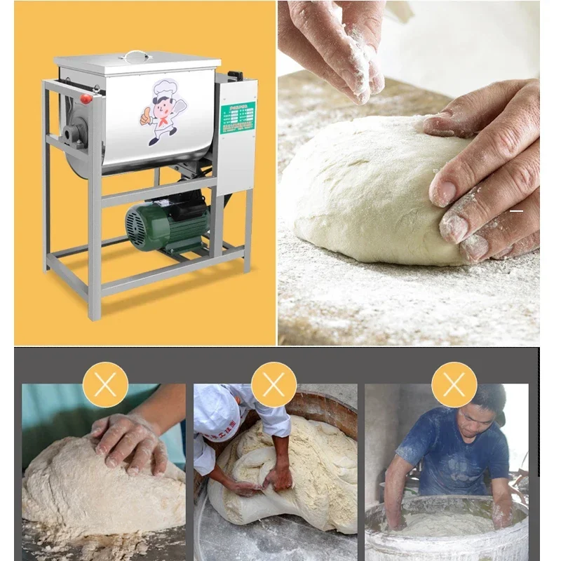 15kg Commercial Dough Mixer Electric Flour Mixer Stirring Mixer Suitable for Pasta Bread Dough Kneading Electric Blender 1500w