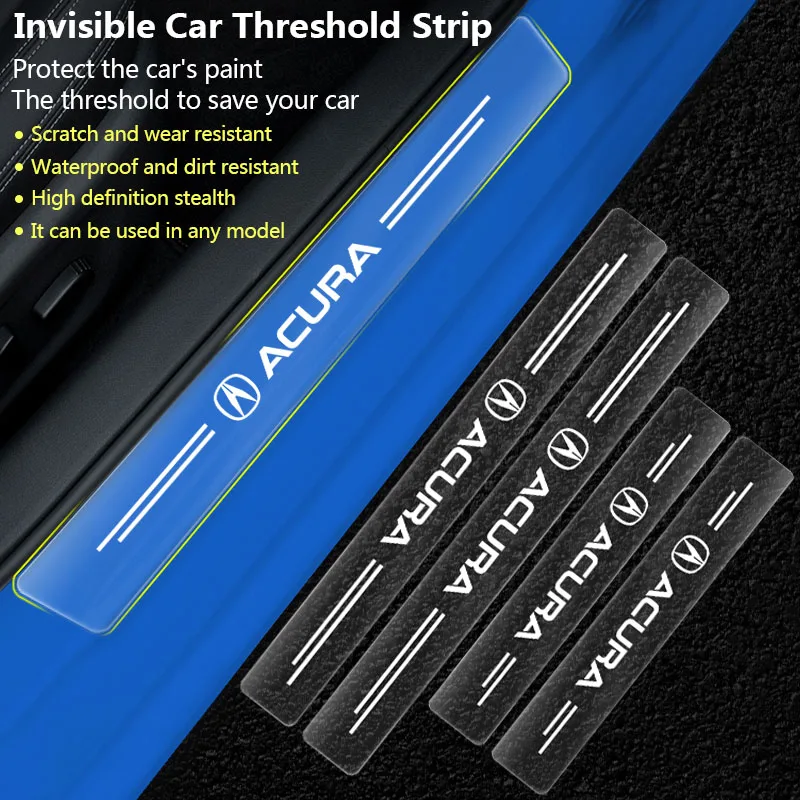 4PCs Car Threshold stiker Scratch Resistant Transparent Film Protector  For Acura RDX Integra TLX CDX MDX RDX  Auto Accessories