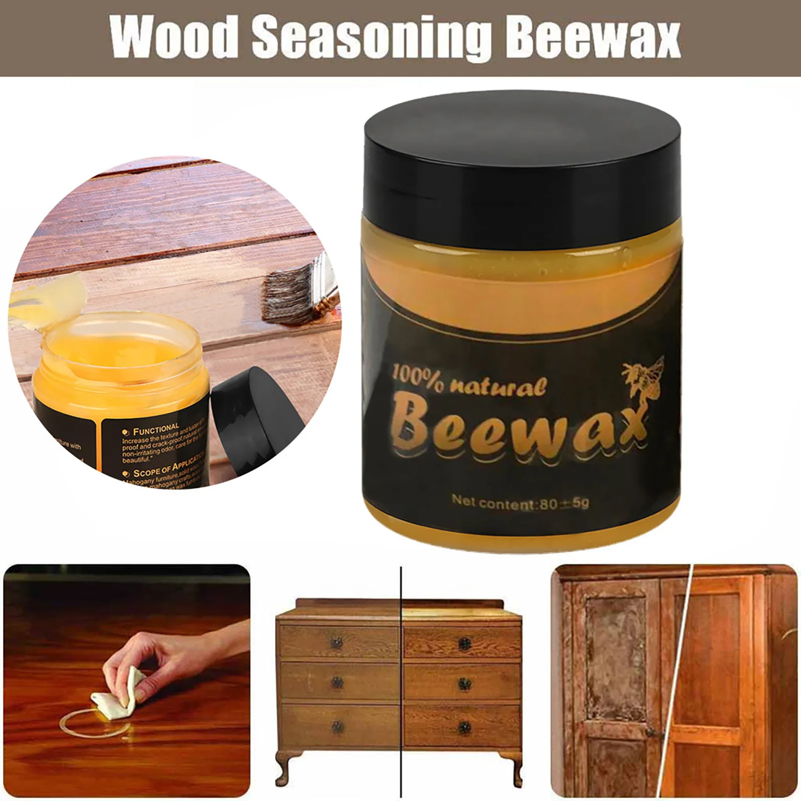 Polisher Wooden Furniture Polishing Beeswax Wear-resistant Furniture Care Wood Floor Maintenance Beeswax Wood Care Wax