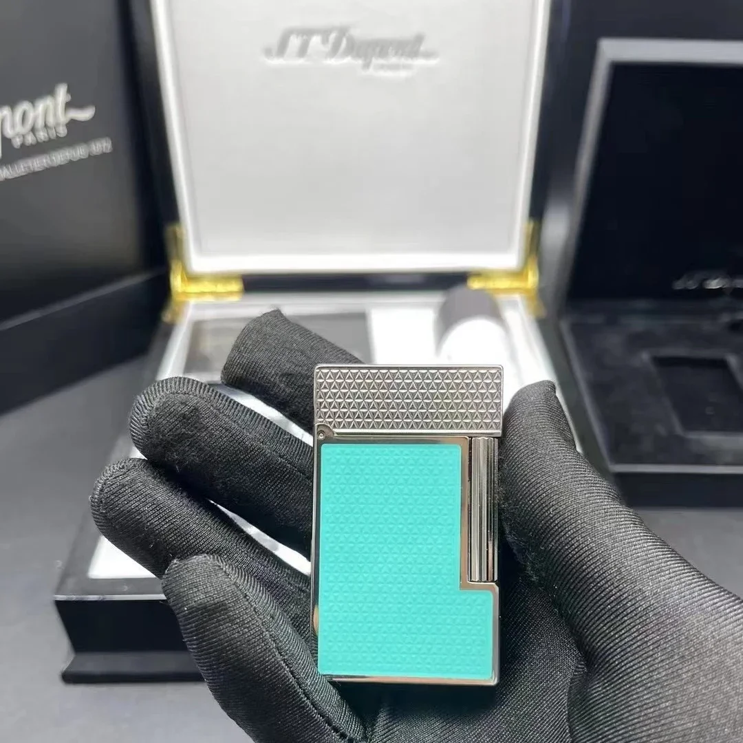 JT Dopont Lighter Gold and Silver Luxury Gold and Turquoise Enamel Design Iconic Flame Collection St Dopont Lighters