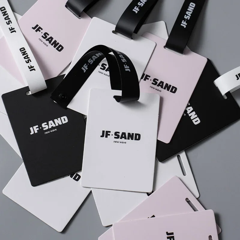 100pcs Garment Hangtags Customized High-end Logos Design Anti-theft Labels Custom Men Women Children Clothing Tamper-evident Han