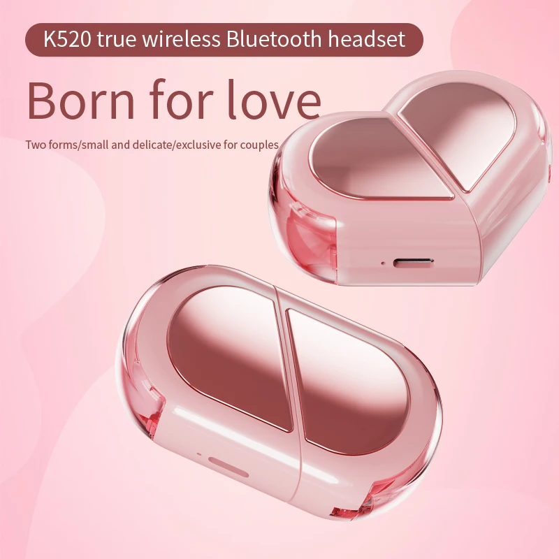 Wireless Earbuds Stereo Bluetooth Earphones With Rotatable Love Heart Shaped Charging Case Low Latency Headphones For Phone