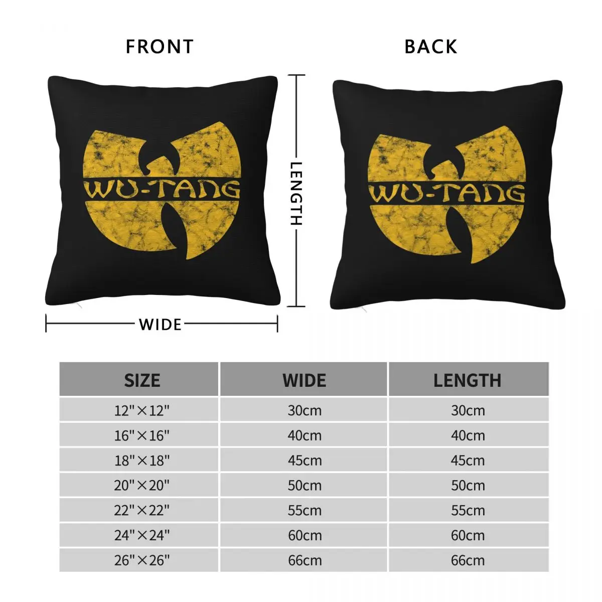 Wu Tang Clan Logo Square Pillowcase Cushion Cover Pillow Case Throw Pillow Cover for Home Bedroom Car