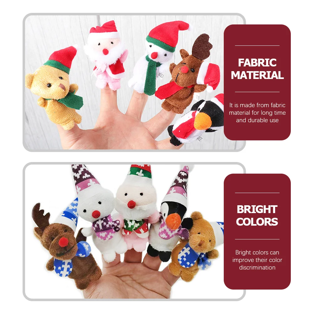 10 Pcs Christmas Finger Puppets Kids Supply Toys Xmas Decoration Decorative Story