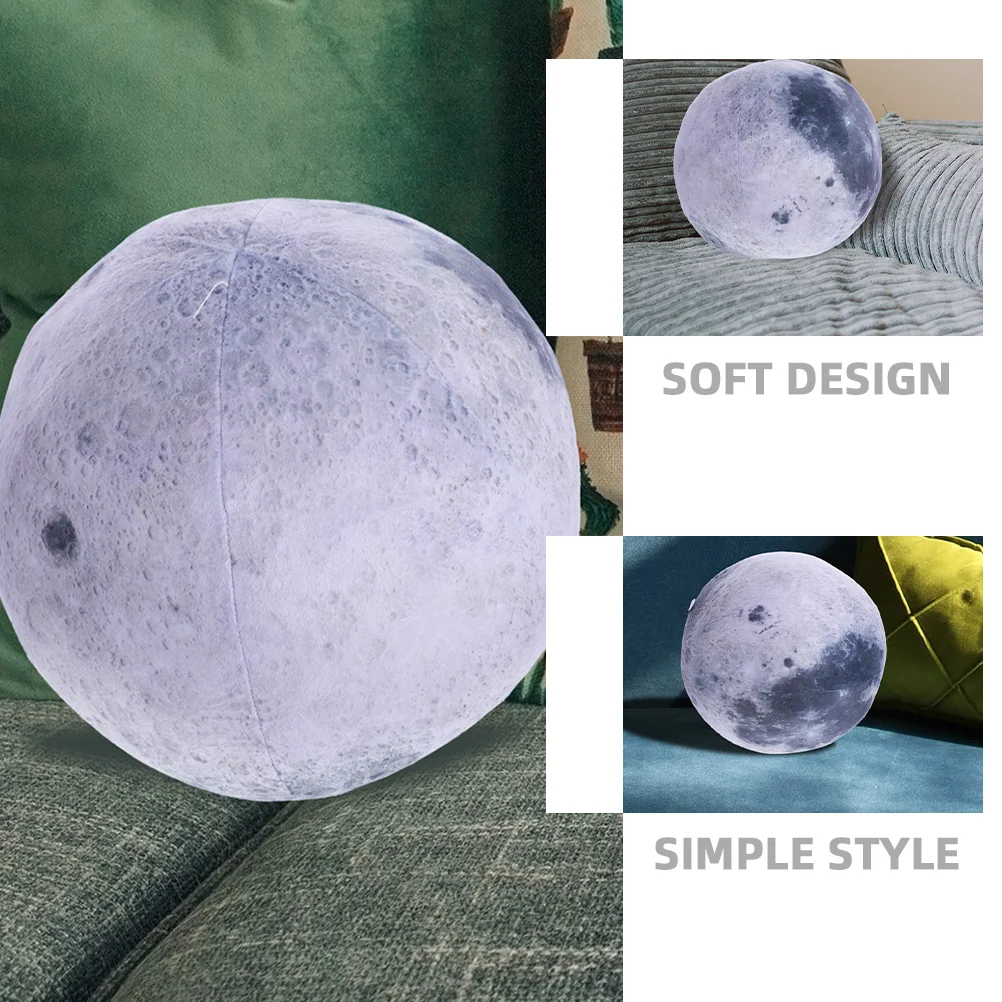 Moon Pillow Toy Furry Cushion Stuffed Ball Shape Throw Spherical Soft Plush Planet Round Figure Toys