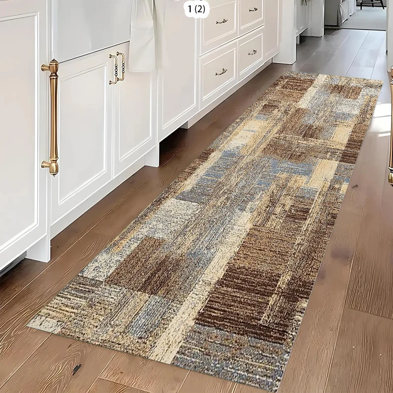 

Винтажный абстрактный ковер-мат для декора дома: коричневый, бежевый, серый, зеленый, с геометрическим узором, для украшения пола в гостиной