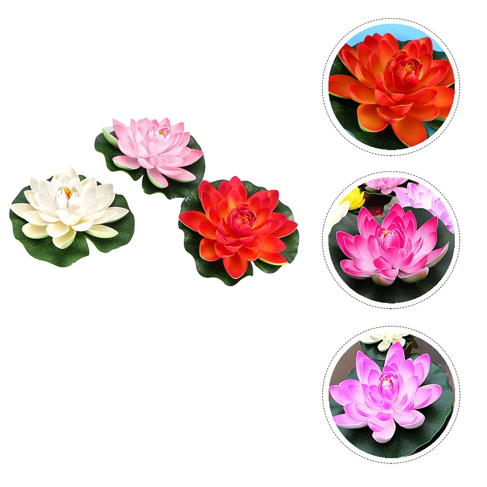 

3 Pcs Fish Tank Plants Simulated Lotus Leaf Floating Lily Pad Fake Water for Pond Ornaments Floral Aquarium Artificial