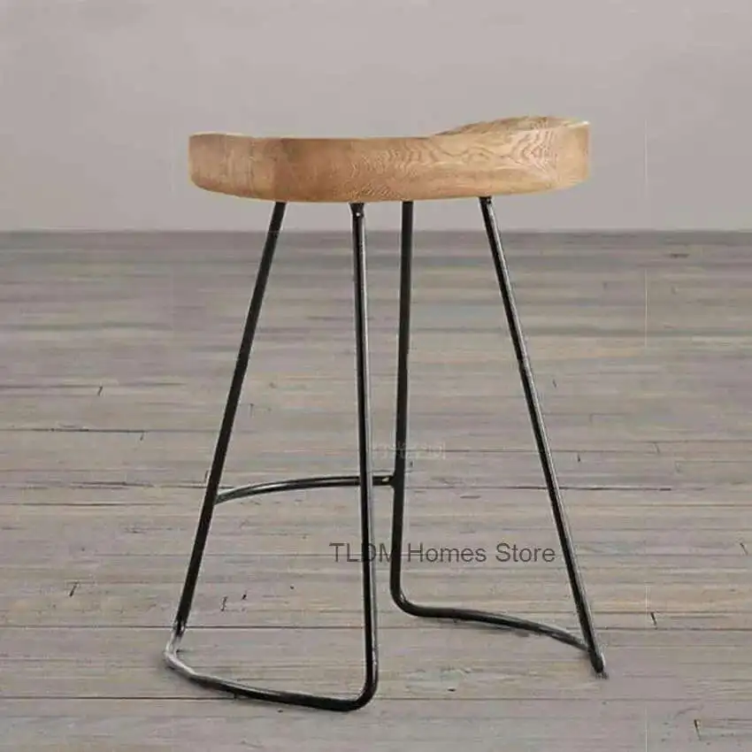 

Post Iron Foot Stool Practical Solid Wood Surface Bar House Creative High Chair Coffee Industrial Style Bar Stool Bd