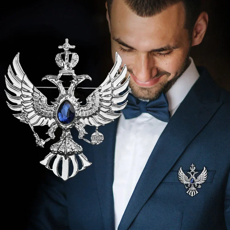 جديد خمر كريستال النسر و تاج بروش مجموعة الرجال دعوى معطف شارة الصدار طوق دبوس بروش فاخر مجوهرات الملابس والاكسسوارات #3