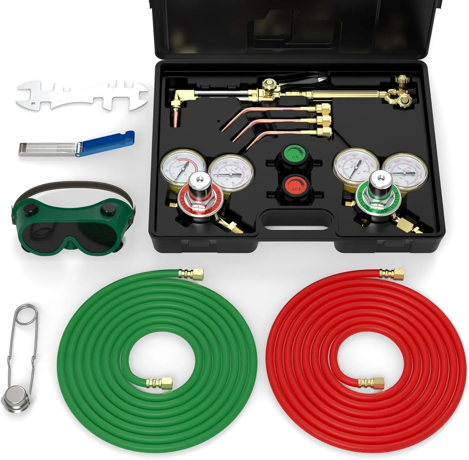 

Oxygen & Acetylene Torch Kit Gas Cutting Welding Torch Set Welder Tools with Regulator Gauges Nozzles Hose