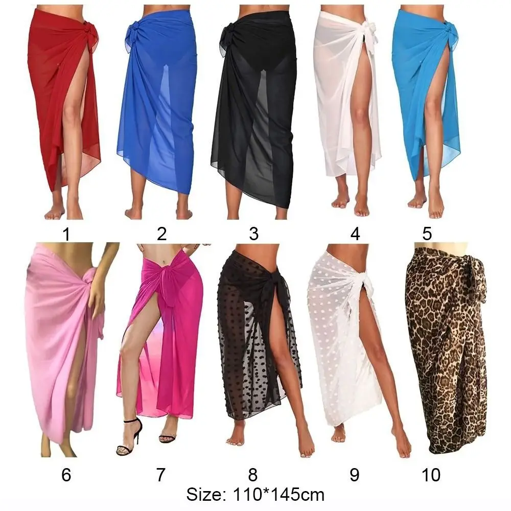 Mode multicolore Bikini cache-maillot en mousseline de soie voyage maillot de bain couverture longue Sarong une pièce plage écharpe femme