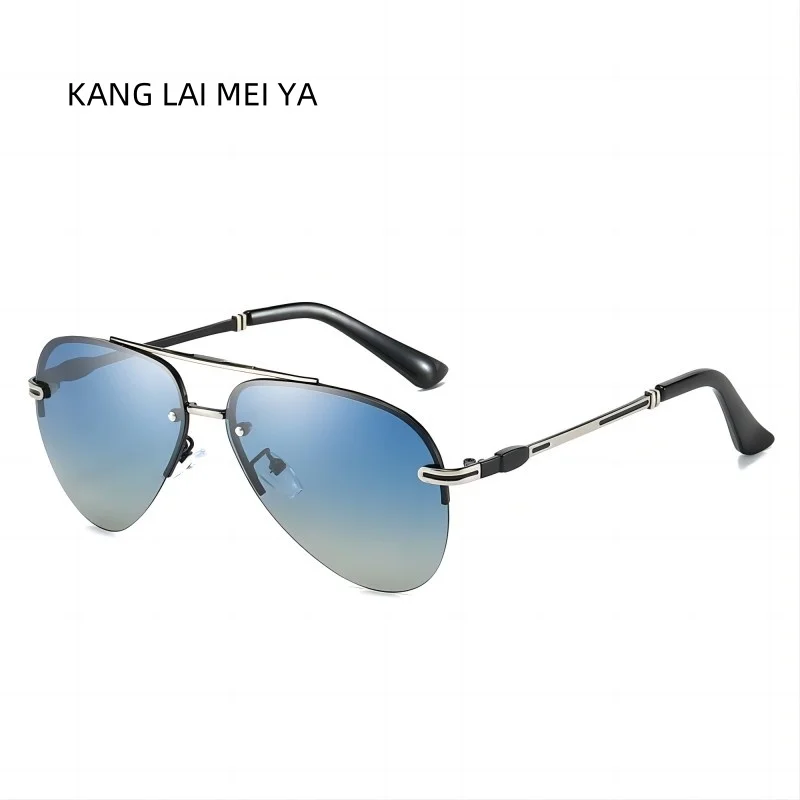 

2025 Men's frameless gradient polarized sunglasses for outdoor fishing and driving, men's and women's glasses, metal sunglasses
