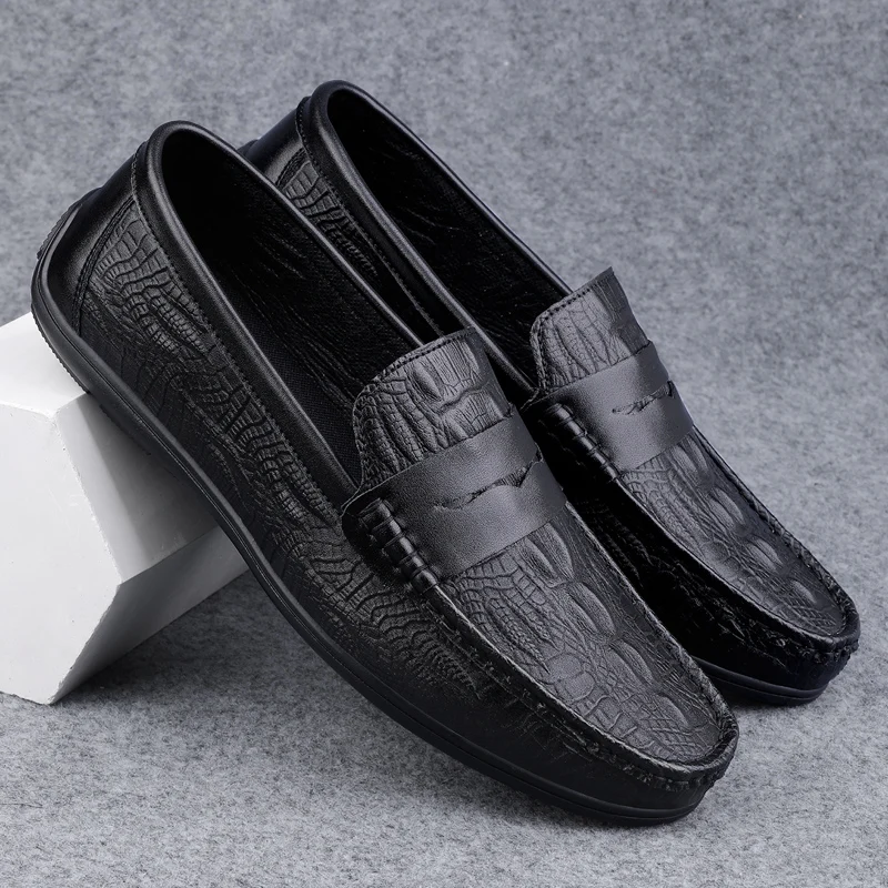 New men's fashionable soft and comfortable lazy one-pedal loafers beanie shoes microfiber men's casual small leather shoes