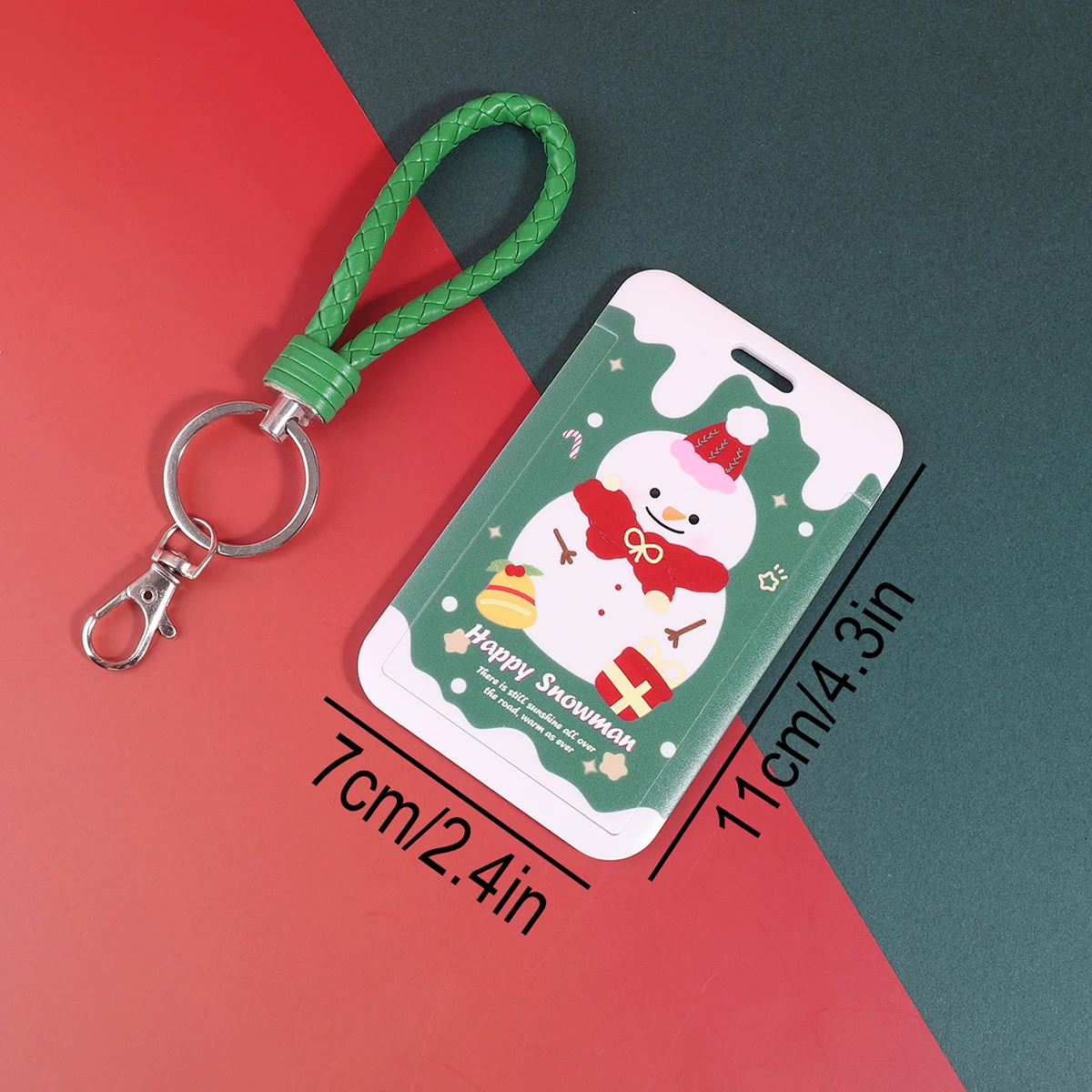 1 PC of Christmas-themed card holders, with a leather strap for carrying, for storing ID cards and business cards.