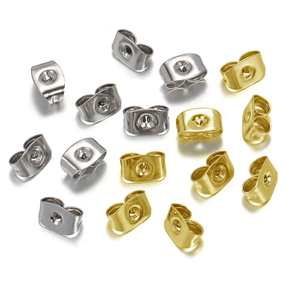 10/50/100pcs Gold Stainless Steel Ear Backs Stopper Earnuts Stud Earring Backs Plug For DIY Jewelry Findings Making Accessories