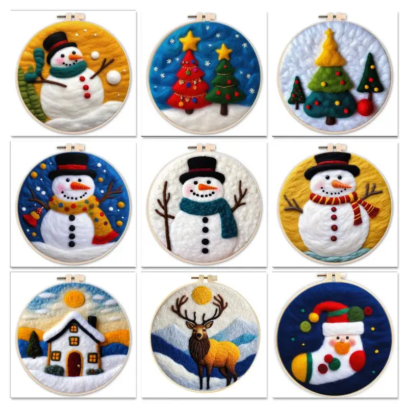 

SDOYUNO Needle Felting Material Set for Beginner Wool Roving,Needles,Frame,Felt Cloth,Form Mat for DIY Felting Christmas Tree