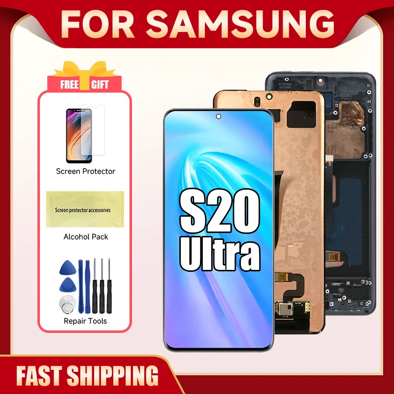 S20 Ultra For Samsung 6.9''For AMOLED S20U G988 G988B/DS LCD Display Touch Screen Digitizer Assembly Replacement