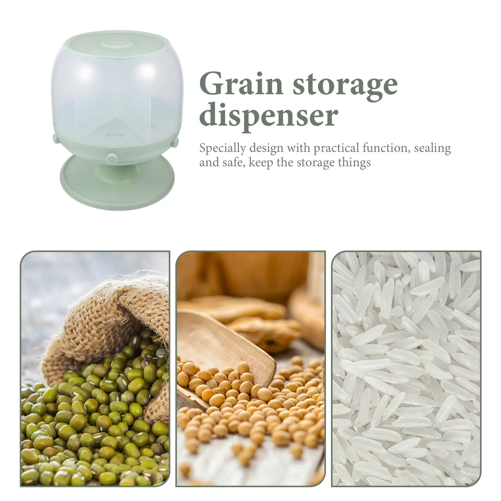 

Large Grain Storage Dispenser Rotatable Rice Container Kitchen Countertop Dry Food Storage Bucket Rotating Food Dispenser