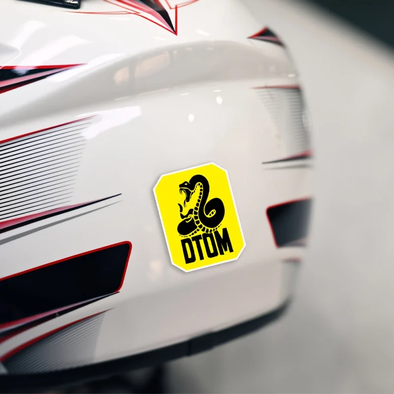 

1PC Cool "DTOM" Cobra Sticker - Vibrant Yellow Background for DIY Projects & Helmets | Rebel Vibe