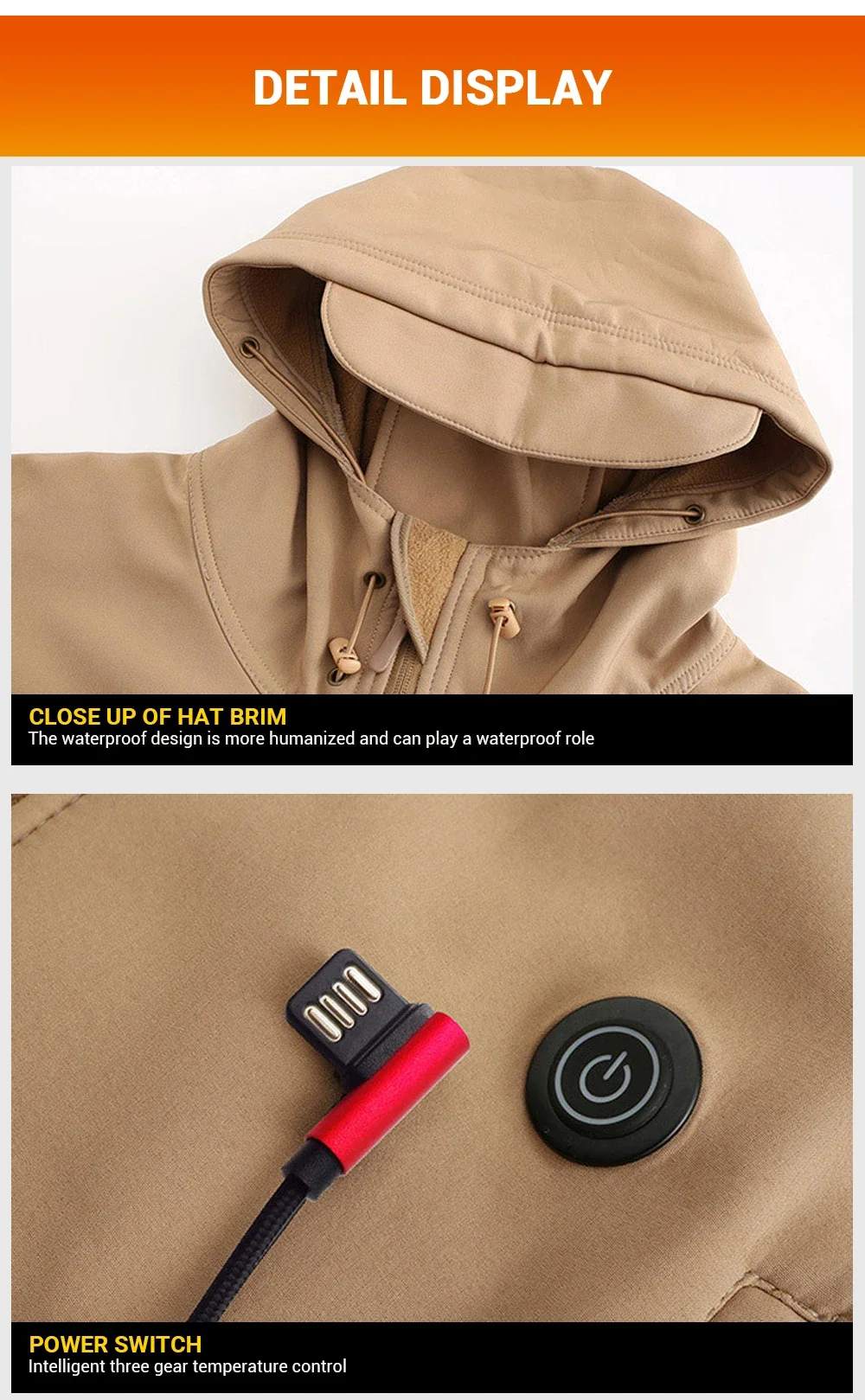 7-zone USB heating jacket for men's and women's waterproof winter warm electric washing jacket for warmth men's winter jacket 20 S22f959f402b14c6483f2536efc893a6d3