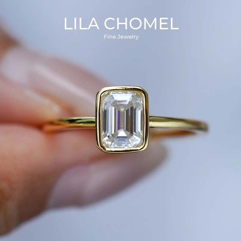 

Daughter Birthday Gift 18K Gold Rings Wife Valentine's Day 1CT Emerald Moissanite Diamond Thanksgiving Gift Women Wedding Band