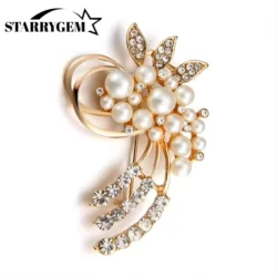 Pearl Flower Brooches For Women Unisex Rhinestone Bouquet Pins Beauty Office Party Friend Gifts Jewelry Accessories