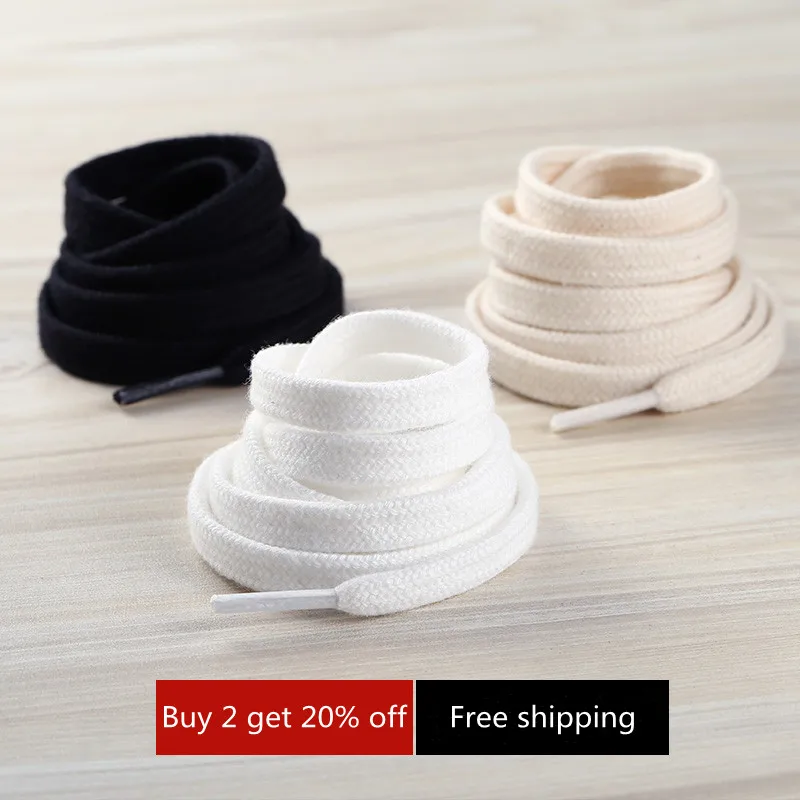 

1 Pair New Canvas Shoe Laces High Quality Cotton Flat Shoelaces for Men and Women Black White High Low Rope Style