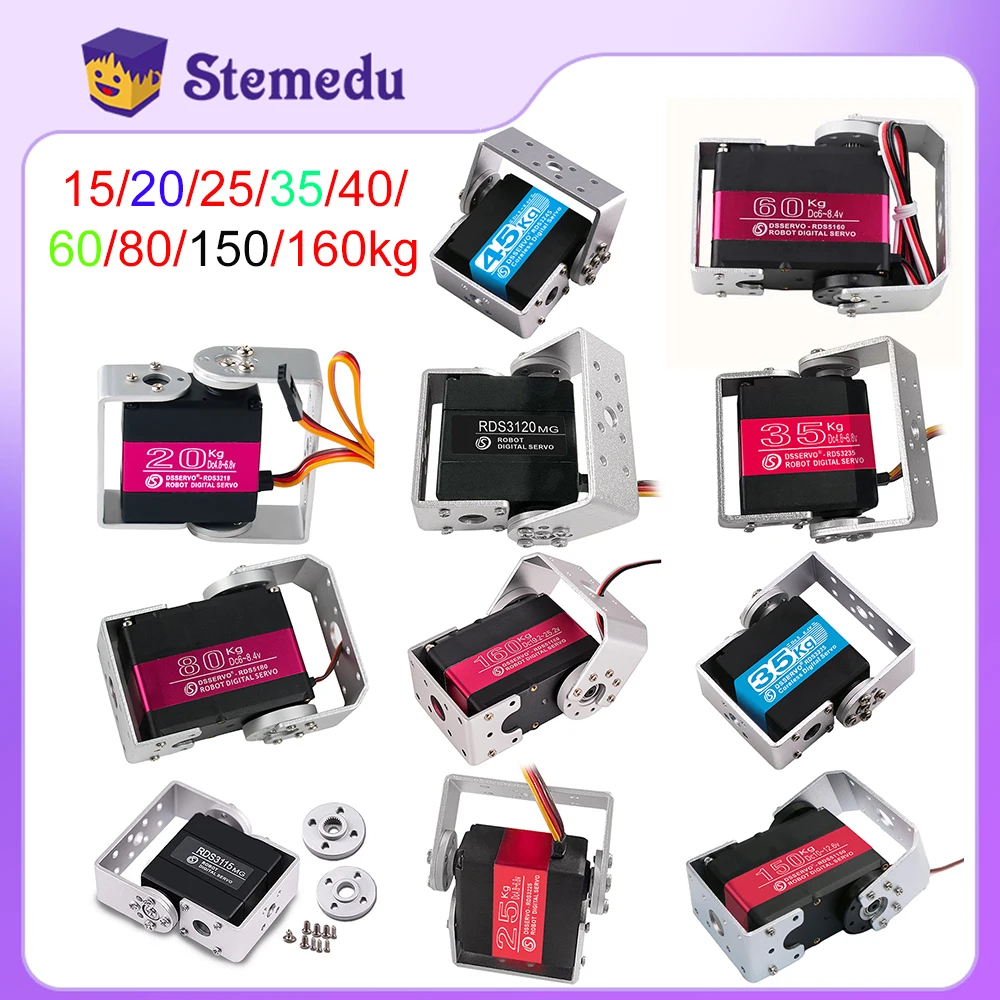 

HV Robotic Digital Servo 160kg 150kg 80kg 60kg 35kg 25kg 20kg 17kg Metal Gear Servo Double-Shaft High Torque 180/270 Degree IP66