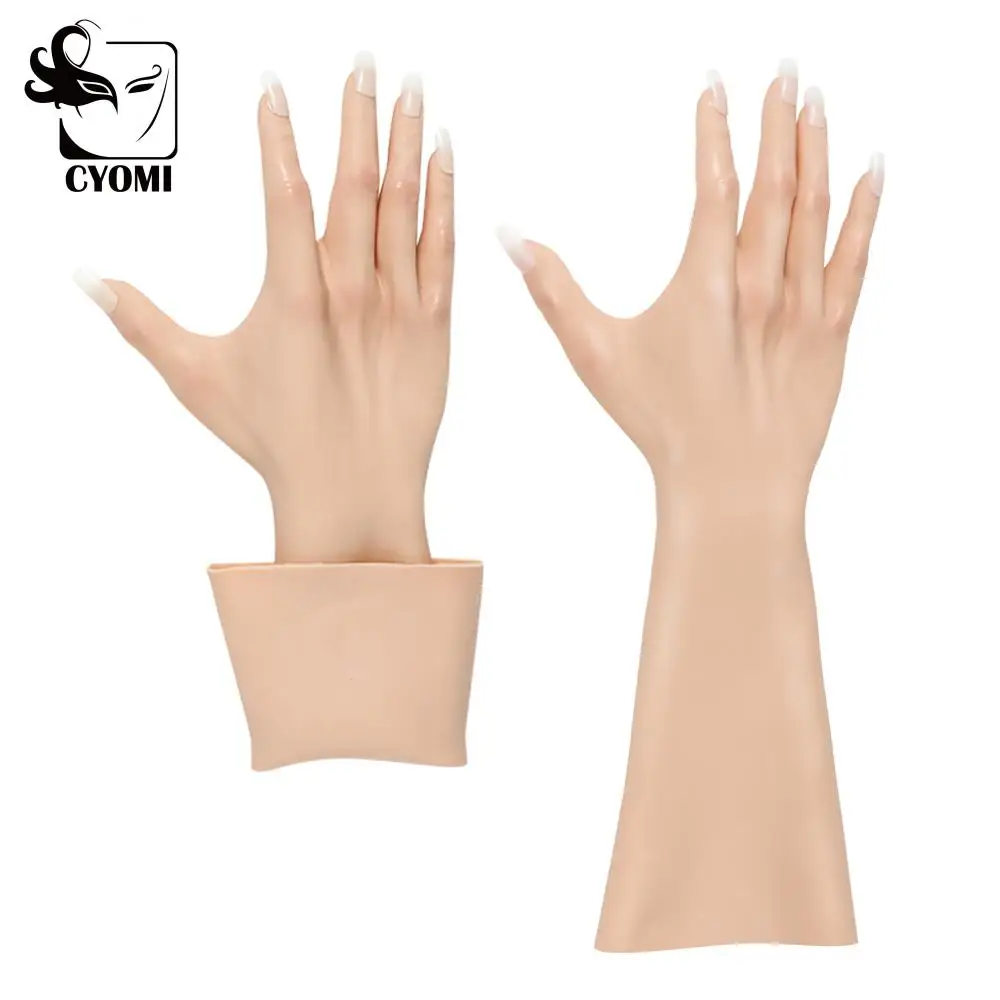 CYOMI 40CM Realistic skin Silicone Female Gloves Artificial Skin Lady Fake Hands Cosplay For Transgender Crossdresser Drag Queen