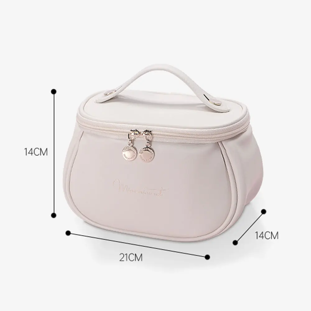 Bolsa de almacenamiento portátil de lujo para mujer, organizador de belleza cosmética con cremallera de gran capacidad, estuche de maquillaje de cuero PU multifunción para regalo