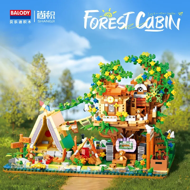 

Конструктор «Домик на дереве» для кемпинга, уличная сцена, сборная модель из мелких деталей, деревянный домик-пазл, детская игрушка, коллекционный подарок