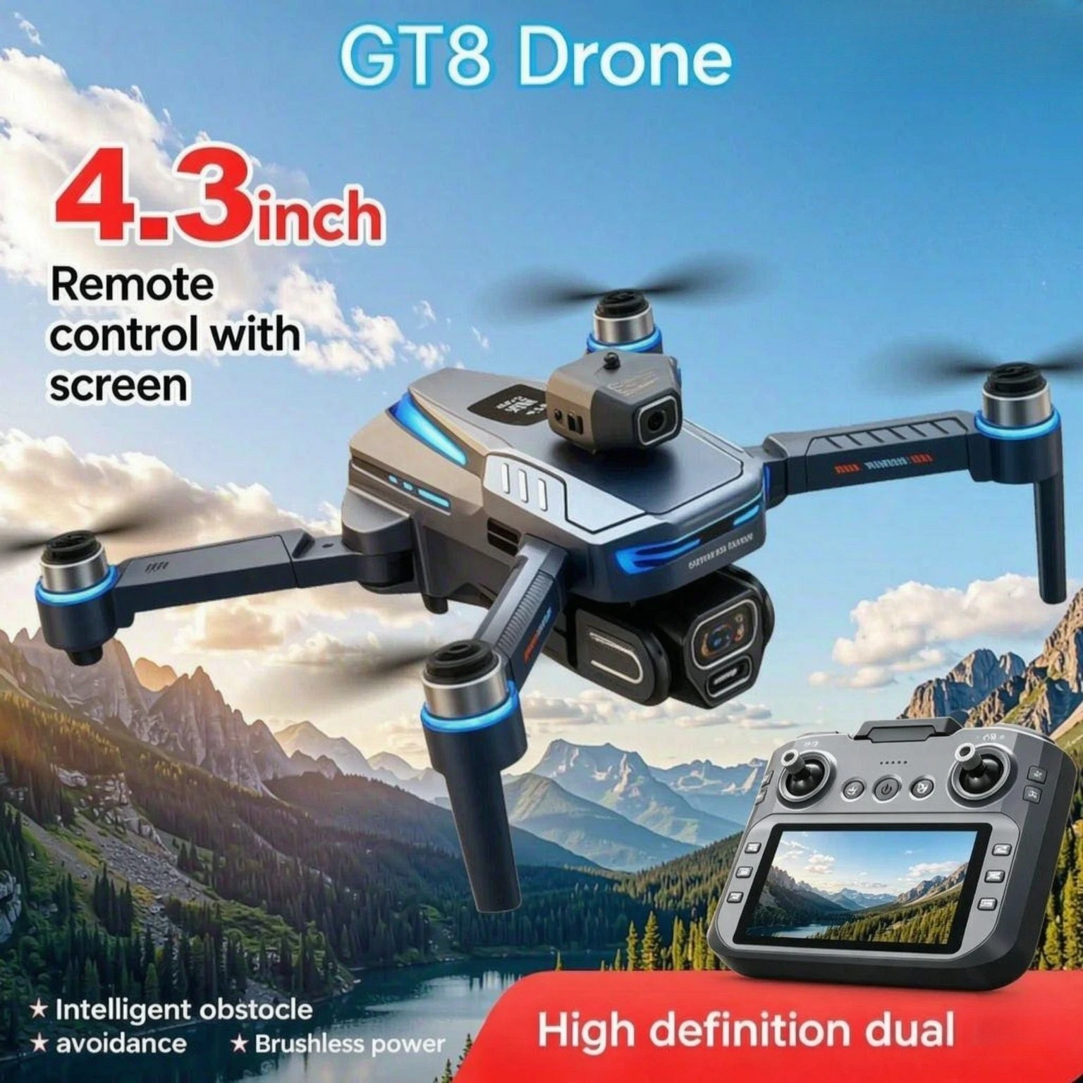 Original GT8 GPS Foldable RC Quadcopter 8K Dual Camera 5G FPV Brushless Motor Obstacle Avoidance Drone For Aerial Photography