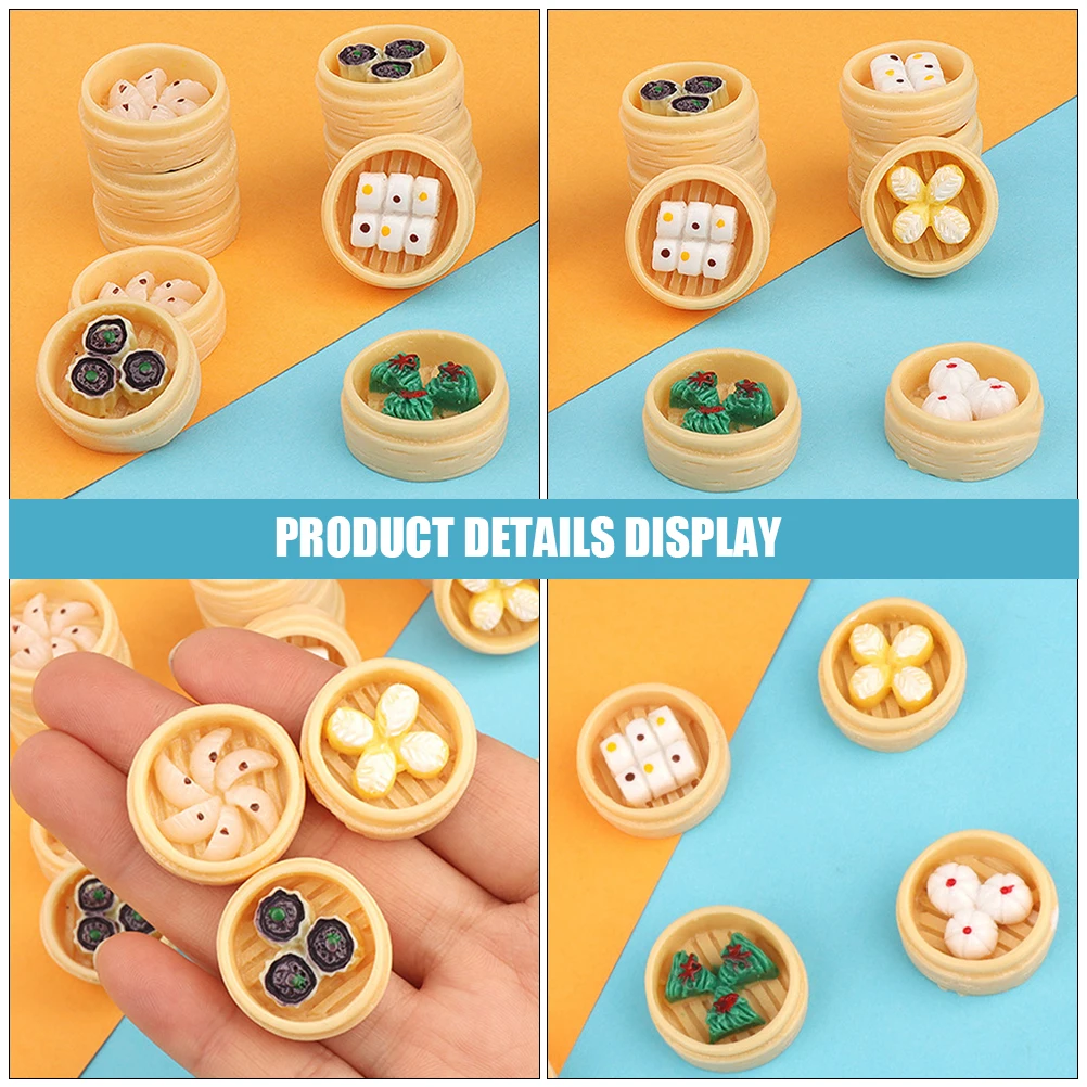 6 pçs ornamentos de vapor simulado mini brinquedos de comida miniaturas estatuetas cozinhar artificial