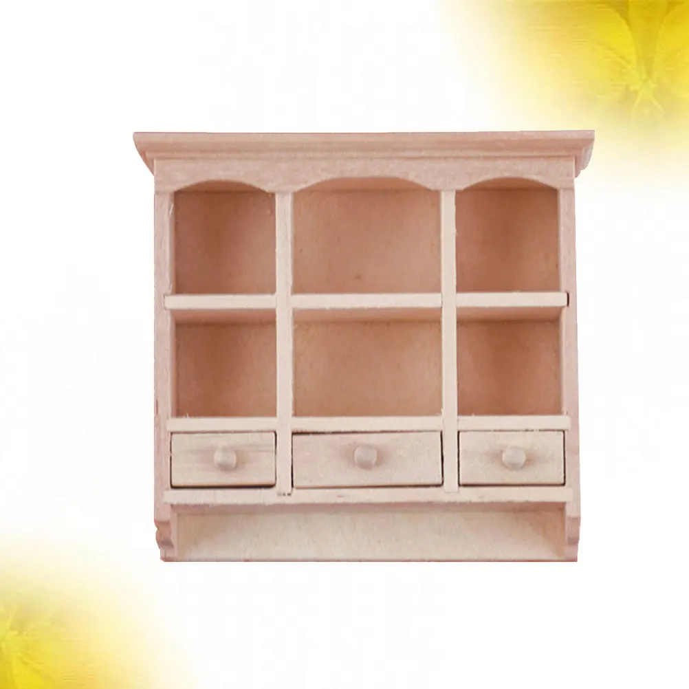 1 12 خزانة خشبية مصغرة مثبتة على الحائط بلون متين لبيت الدمى ديكور غرفة المعيشة ملحقات اللوحة الصغيرة العالمية