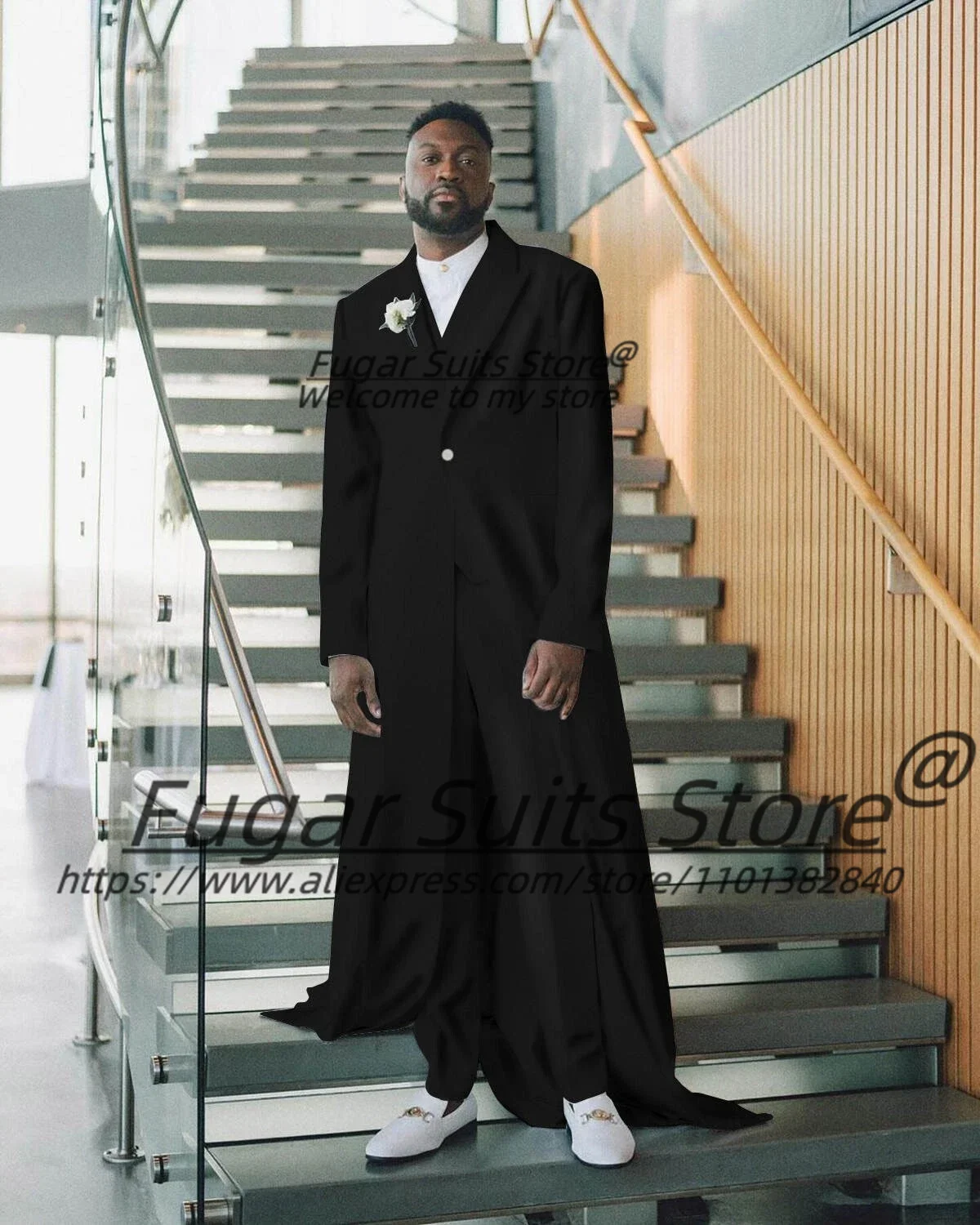 Customized Long Groom Wedding Tuxedos Slim Fit Peak Lapel Formal Prom Men Suits 2 Pieces Sets Male Party Blazers Costume Homme