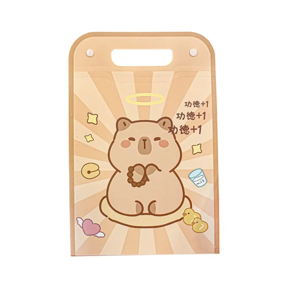 Vertical Capybara File Storage Holder Bellows bag 13 Pockets Capybara Homework Orginizer Cartoon Handheld Capybara Storage Bag